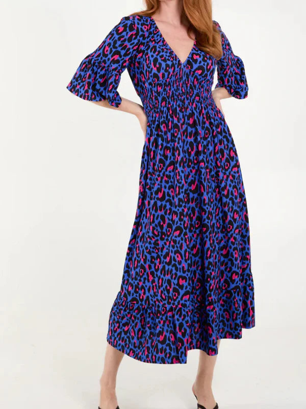 Blue Leopard Jumpsuit Dress