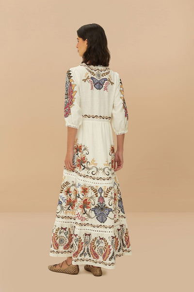 Off White Boho Glam Maxi Dress