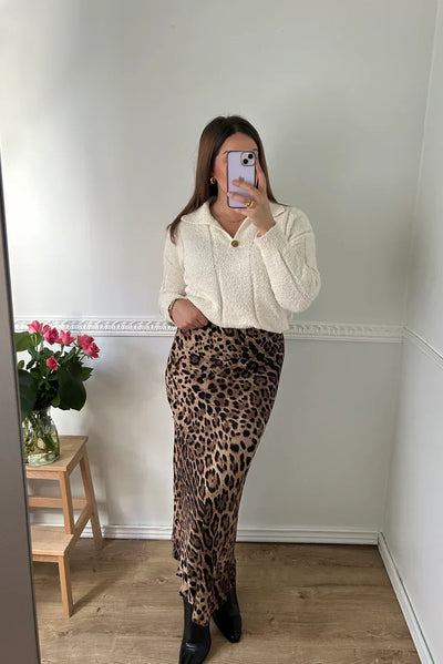 Leopard Satin Skirt
