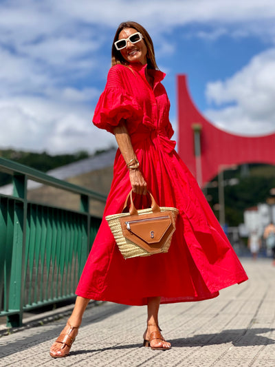 Red Phoebe Egyptian Cotton Dress