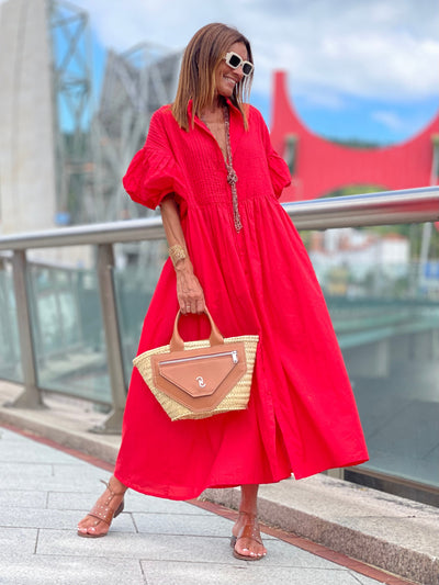 Red Phoebe Egyptian Cotton Dress