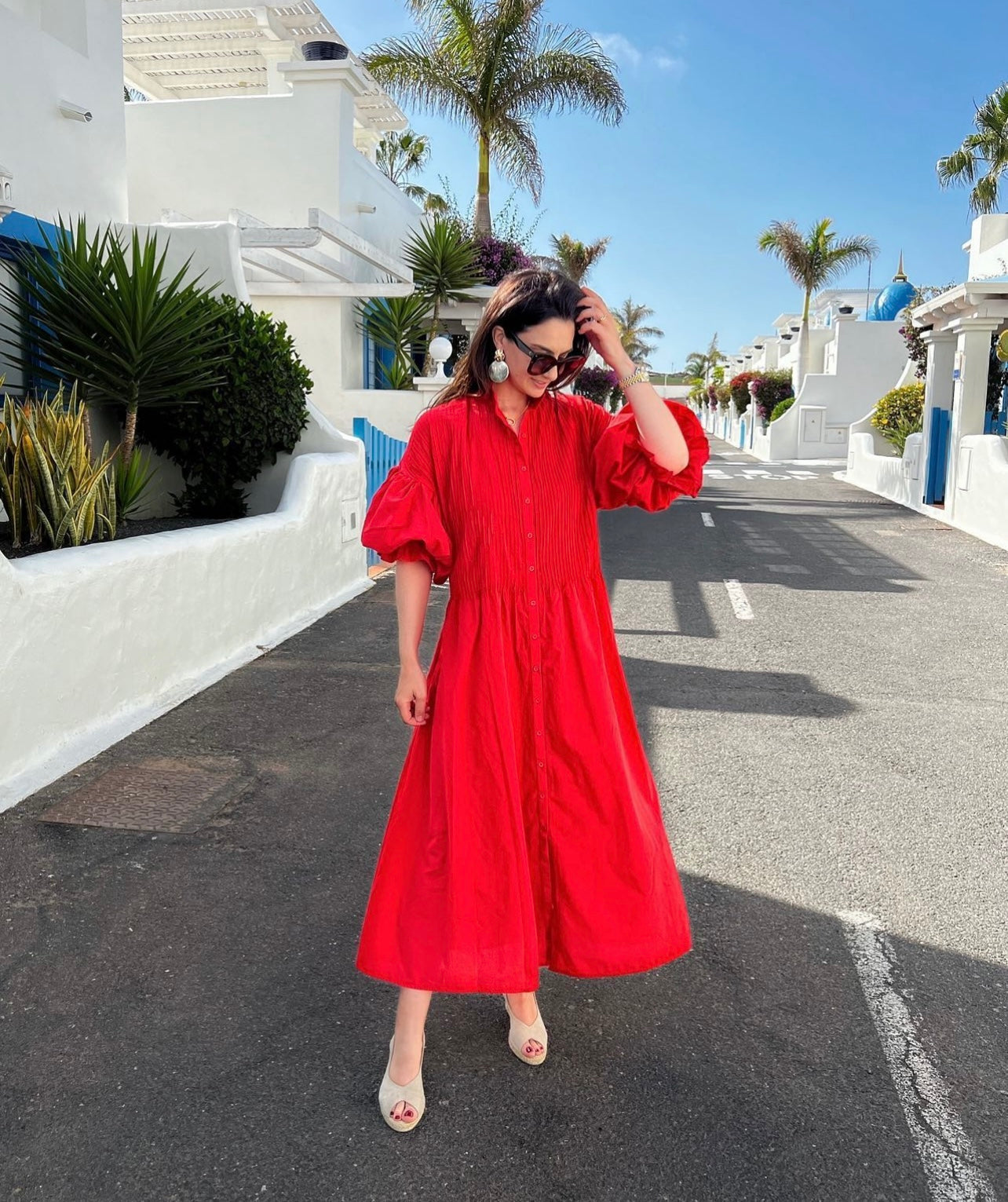 Red Phoebe Egyptian Cotton Dress