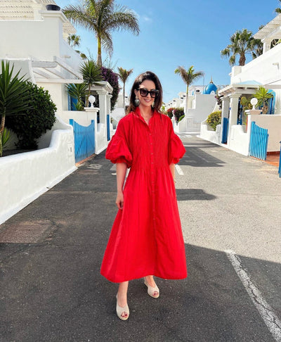 Red Phoebe Egyptian Cotton Dress