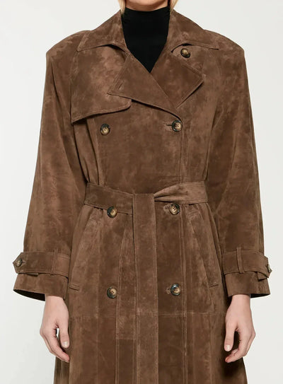 Elegant Synthetic Leather Trench Coat