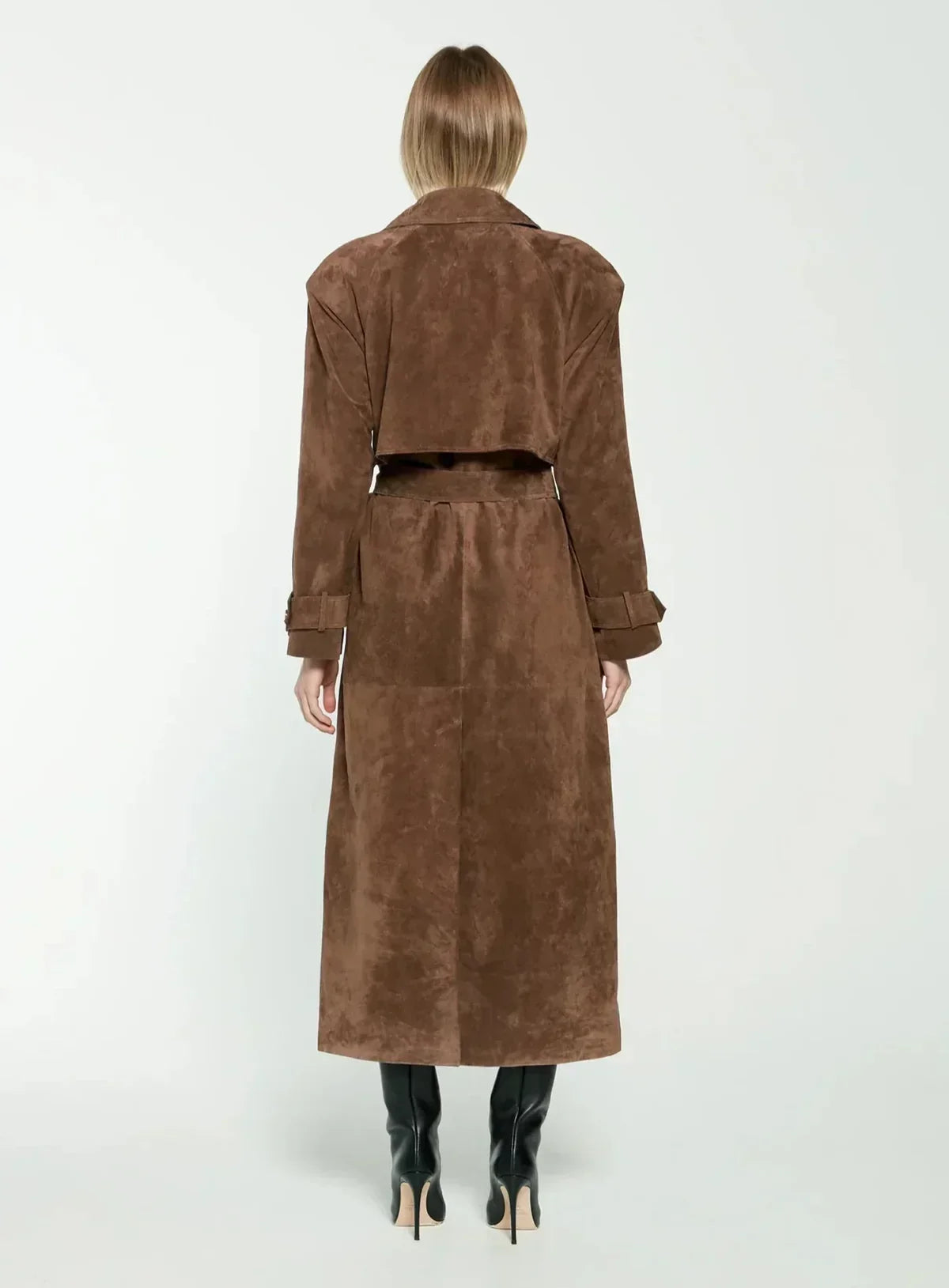 Elegant Synthetic Leather Trench Coat