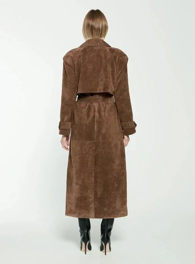 Elegant Synthetic Leather Trench Coat